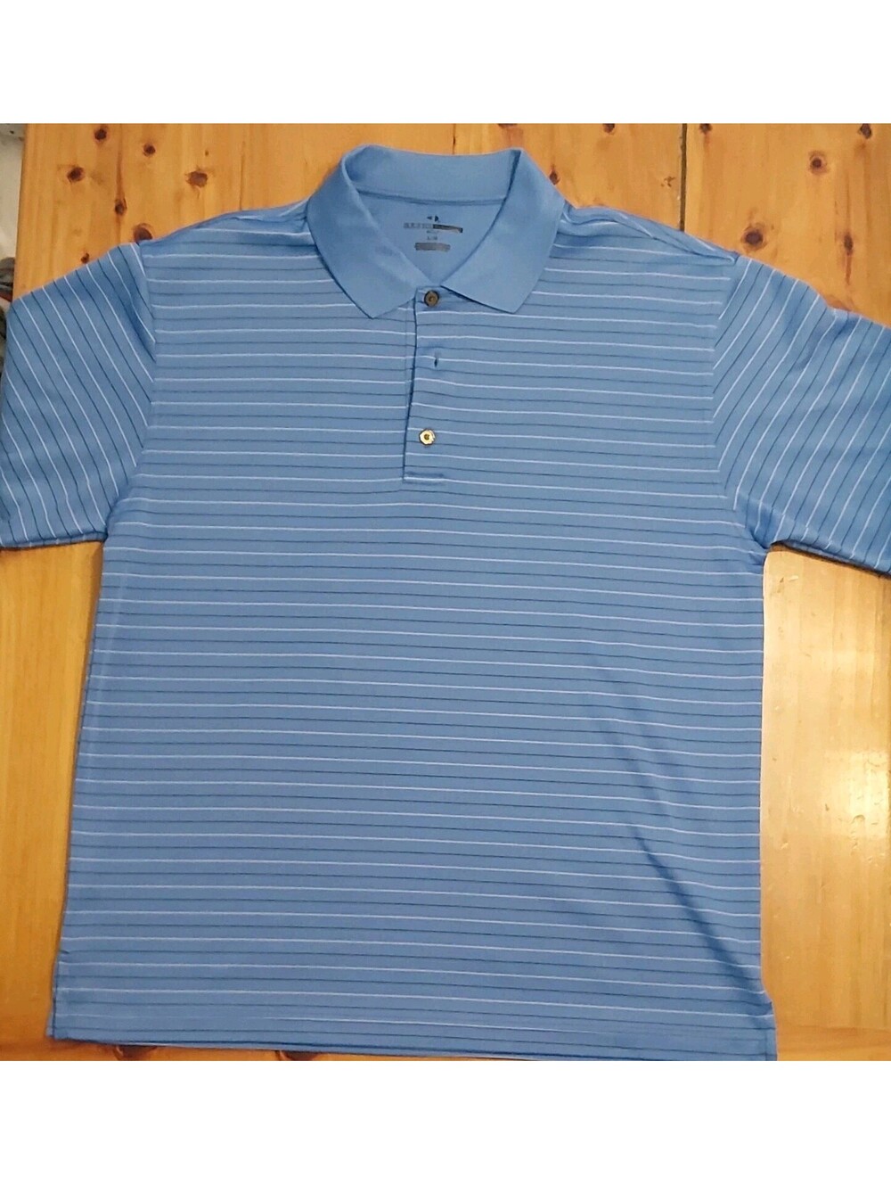 Grand Slam Men's Golf Polo Shirt L/G Blue Striped Collared Short Sleeve